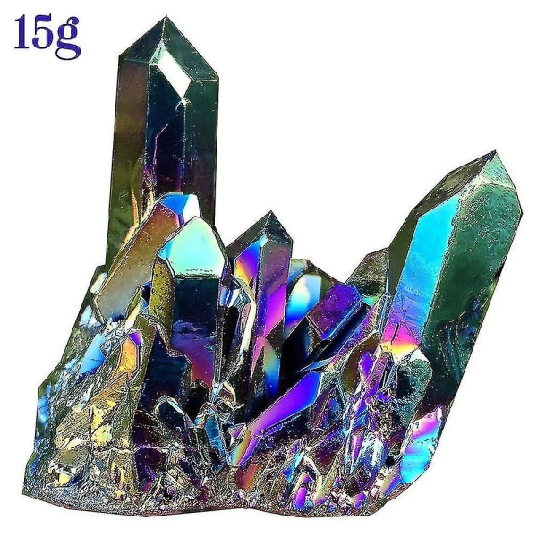 Naturlig kvartskrystall Rainbow Titanium Cluster Mineral Stones（15g）
