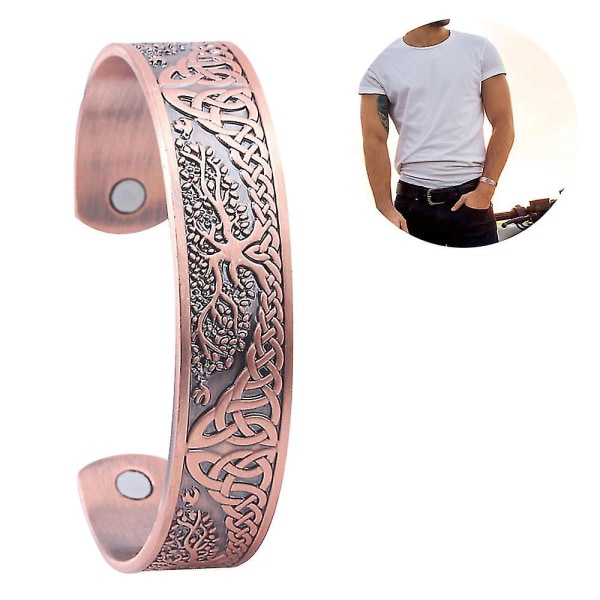 Armband för män Vintage Livets träd Knopverk Totem Hälsovård Magnetisk terapi Manschett