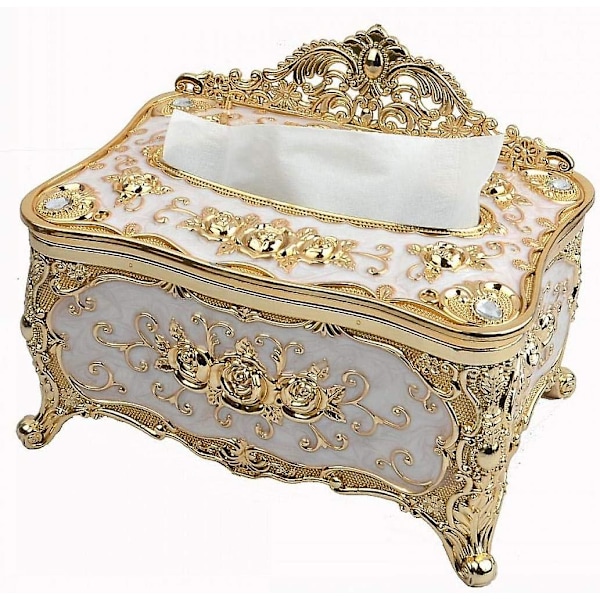 Lyxig Rosettpappershållare i Akryl, Elegant Design, Pappershållare, Servetthållare för Hem, Toalett, Badrum (guld med vit)