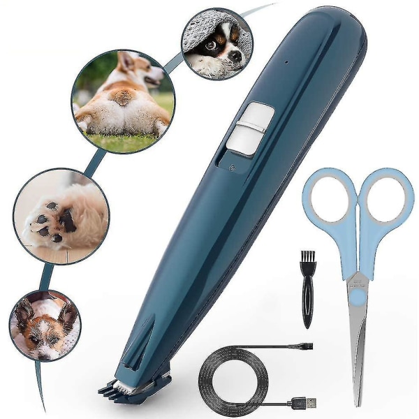 Kæledyrsklipper med LED lys, Professionel kæledyrsklipper til hunde og katte, USB-opladning, Elektrisk hårklipper til hår omkring ansigt, øjne, ører