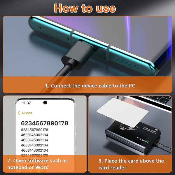 ID RFID-läsare Skrivare 13,56MHz kortläsare USB läsare 1326 hemdistanskort och EM4100 IC NFC-kort åtkomstkontrollsystem Home Again Microchip Scanne