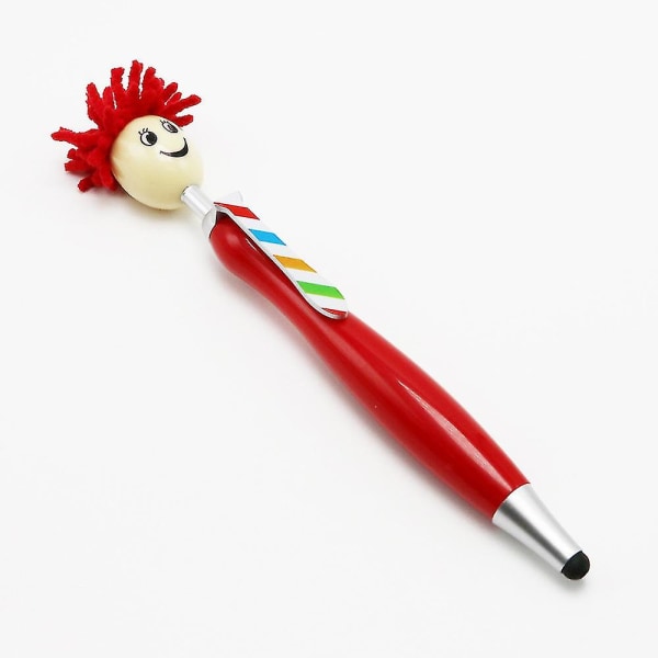 Mop Head Pen -näytönpuhdistin Stylus Pens Hauskat kuulakärkikynät 3-in-1 Stylus Pen Duster Kids -lahja (punainen)