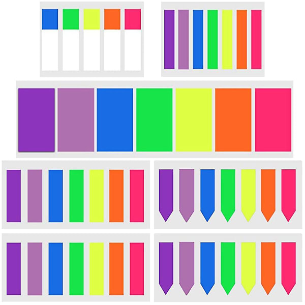 940 stykker Sticky Notes Flag Indeksfaner 7 Stilfarvede sidemarkører
