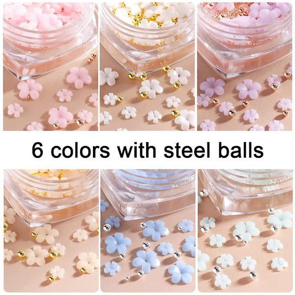 6 st Nagelkonst Ljusförändrande Fembladiga Blommor Ornament - 6 Flaskor Set Makeup