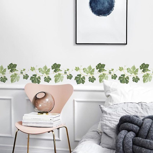 Gren Gren Blad Vægklistermærke Hvid Blomst Blomster Vægklistermærker Soveværelse Stue TV Vægkunst Hjem Indretning