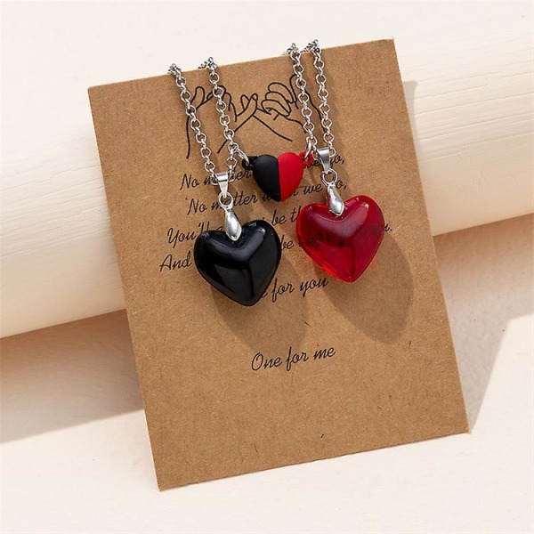 Couple Necklace Stitching Creative Kaulakoru Love Fragments Kaulakoru musta+punainen