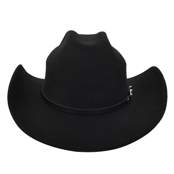 Ny Cowboyhatt Hatt Yellowstone Jazzhatt Retro Svart Ull Jazzhatt Platt Brätte Stor Brättehatt