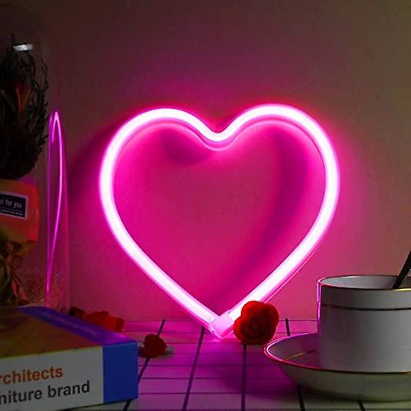 1 kpl Pink Heart Neon -kyltti, paristokäyttöinen tai USB-käyttöinen LED-neonvalo juhliin, kodin sisustuslamppu, pöytä- ja seinäkoristevalo sisustukseen