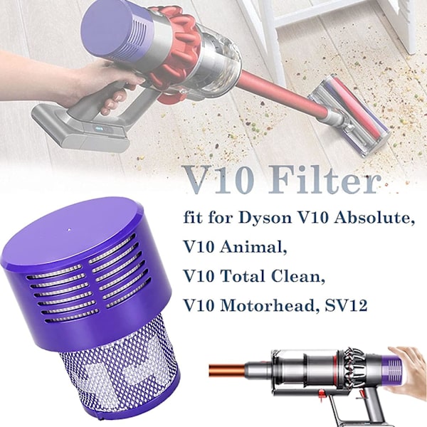 Vaihda V10 -suodattimet Dyson V10 Cyclone -sarjaan, V10 Absolute, V10 Animal, V10 Total Clean, Sv12, Vaihda osa nro 969082-01, 3 pakkausta suodattimia ja