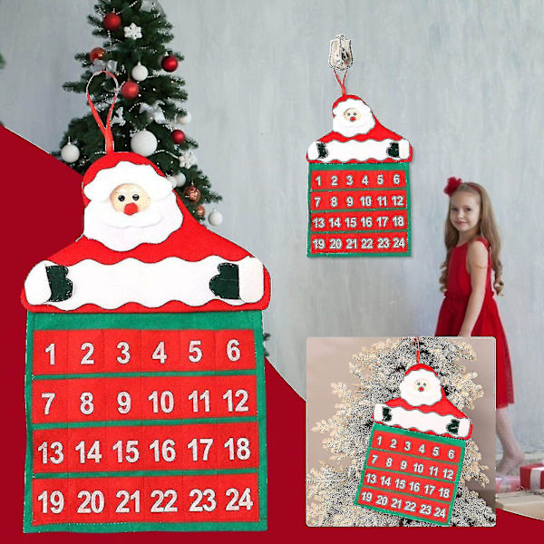 Julkalender i Sammet med Tomte - Väggkalender Julkalender Juldekoration