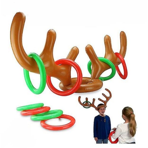 Jul Uppblåsbara Renhorn Ring Toss Game Xmas Family Fun Party Leksaker
