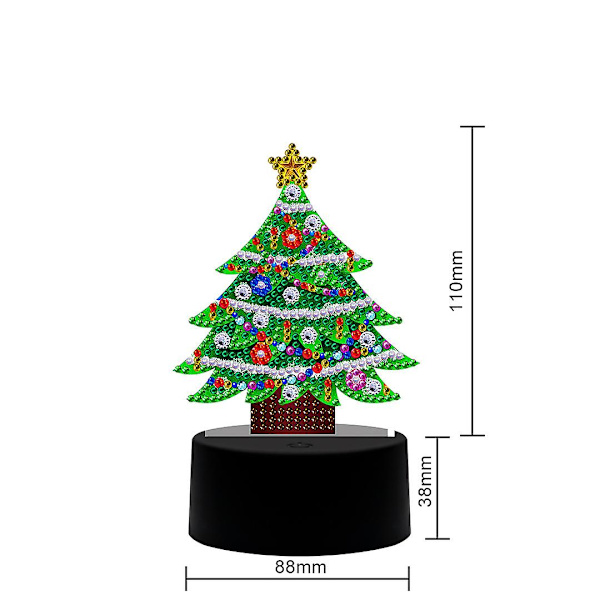Julediamanter Maleri Nattelyssett LED Berøringslampe DIY Håndlaget Kunstverk 5D Full Drill Krystalltegning (Juletrær)