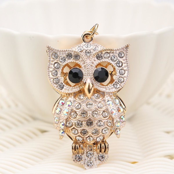 Crystal Owl Nyckelring Strass Nyckelring Charm Owl Nyckelring Owl Handväska Charm Hänge Bling Owl Charm Glittrande Owl Handväska Ornament Presenter Silver