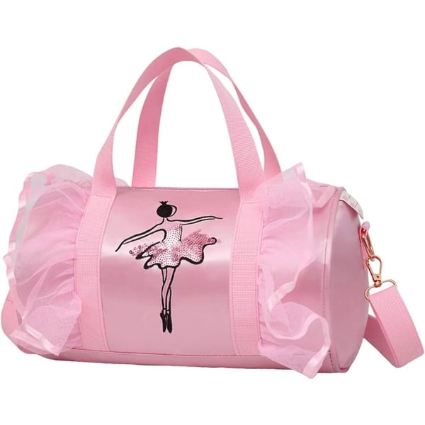 Söt balettdansväska Tutu klänningsväska med nyckelring för flickor (Pink2 of Long Mesh) One_Size