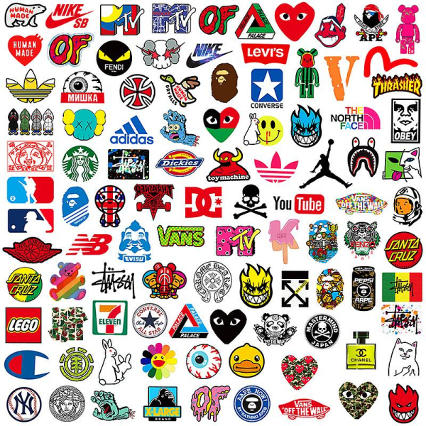 WABJTAM Cool Brand Stickers 101 Pack Decals for Laptop Computer Skateboard Water Bottles Car Teens Sticker