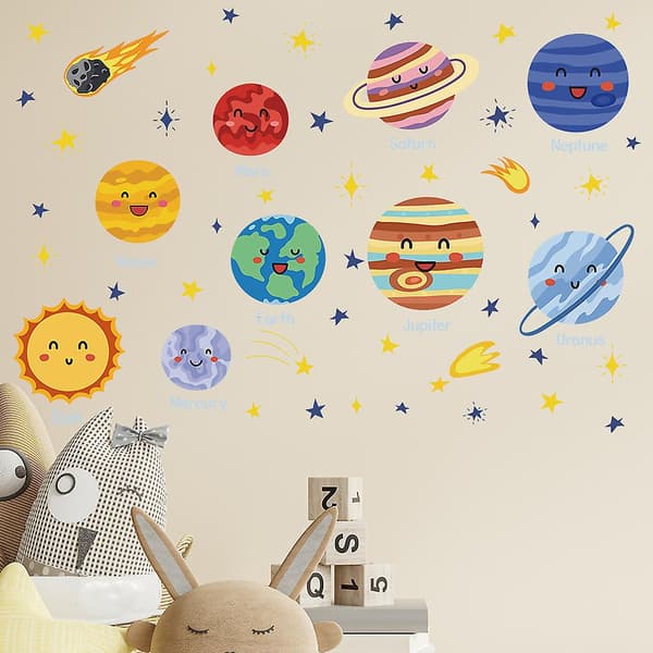 Planet Wall Sticker Sol System Rummet Børn Wall Decal, 1 sæt