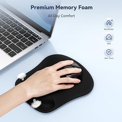 Musematte med håndleddsstøtte, ergonomisk spillmusematte for smertelindring, bærbar komfortabel musematte for datamaskin, bærbar PC, kontor, hjem, svart