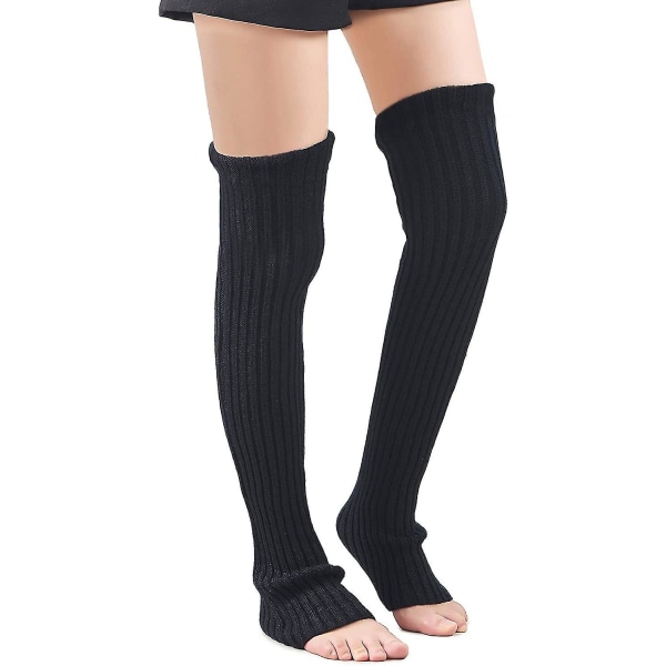 Kvinders vinter-over knæhøje fodløse sokker Strik benvarmere