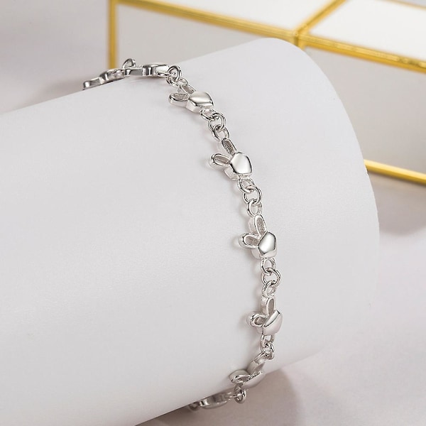 925 Sterling Silver Hjärta Armband Dam Smycken Present 20cm