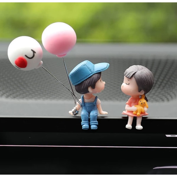 WABJTAM Car Interior Couple Doll Balloon Ornament (Blue+Pink)