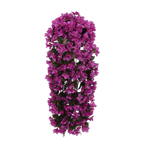 Hængende væg kunstig falsk silkeviolet orkidéblomster Rattan plantekurv（Fuchsia）