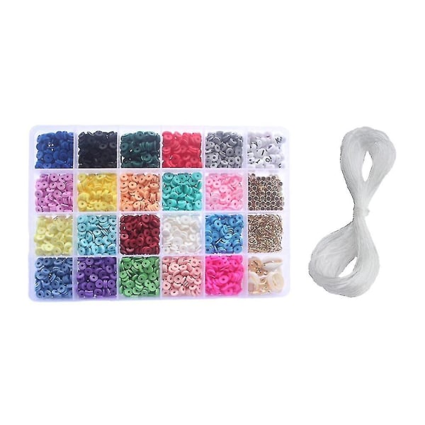 1 box 24-grid Polymer Clay Beads Färgglada DIY Slice Shell Smycken Tillbehör