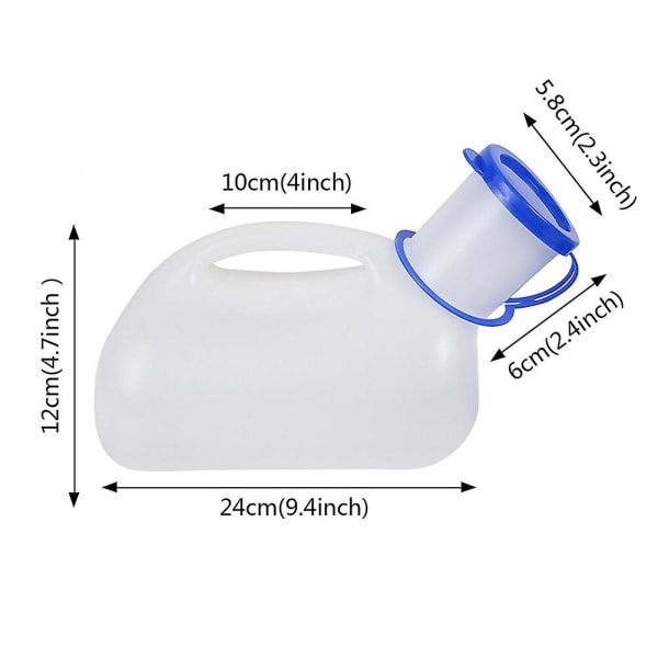 Unisex potte urinal Toalett urinal sengetøy tisseflaske med lokk og trakt for camping utendørs reiser