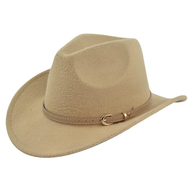 Filthatt Retro Imitert Saueskinn Cowboyhatt Belte Ullhatt Nasjonal Hette Retro Jazzhatt