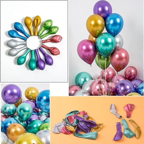 12 tums metalliska guldballonger, 50 st guldballonger för födelsedag