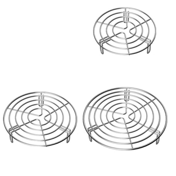 3 st rostfritt stål, rund galler för bakning - 19,5\23\27,5 cm