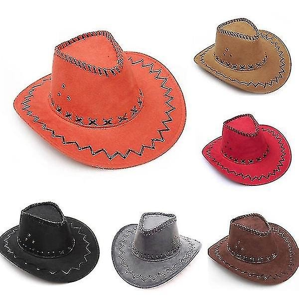 Snygg Unisex Cowboyhatt i Konstläder Europeiska Mössor (orange)