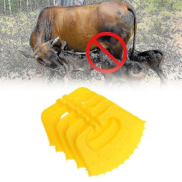 Kalv avvenning Plast kunese ring Anti-sug Fresing Stopp Punktering Avvenningshjelp Verktøy Gårdsdyrholdsutstyr (5 stk, gul)