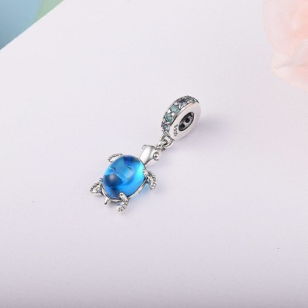 Sterling Silver Bead Murano Glass Sea Turtle Dangle Charm Armband DIY Smycken