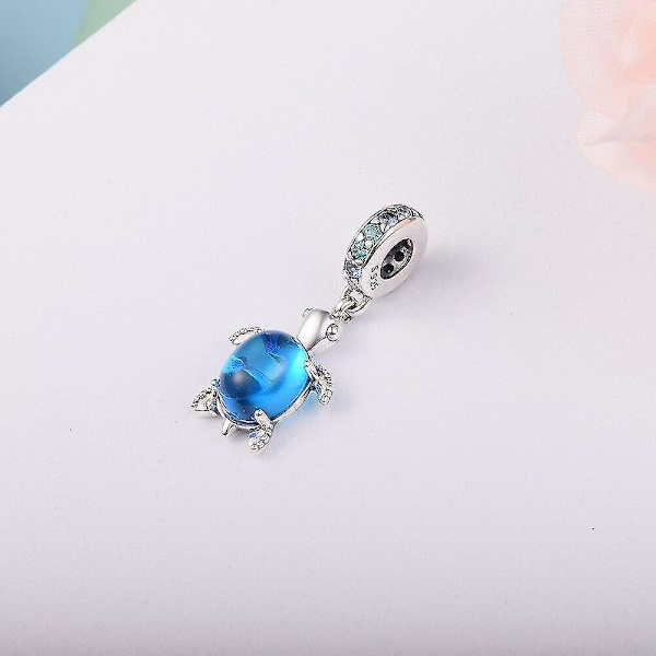 Sterling Sølv Perle Murano Glas Havskildpadde Dangle Charm Armbånd DIY Smykker