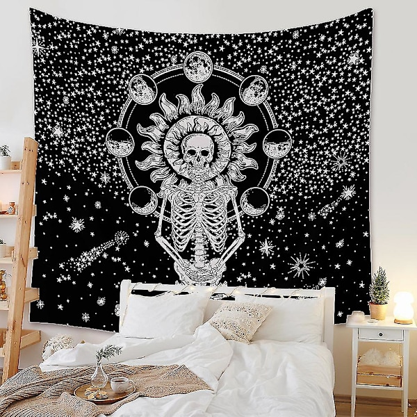 Skelettväggbonad, kasttäcke, sängöverkast, Halloween-inredning för hemmet (95x73cm)
