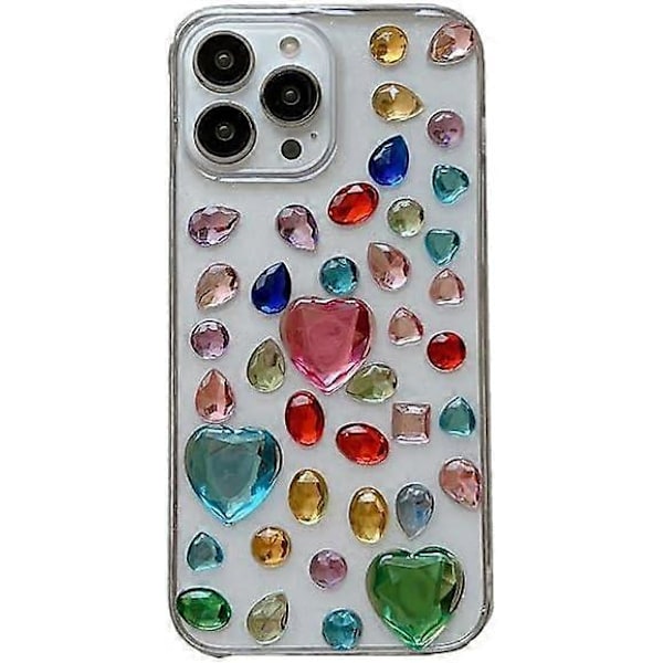 iPhone 14 Pro Max-fodral med färgade diamanter 5D Twinkle Glitter Spark Lyxig Girly Estetisk Personlig Design för Kvinnor
