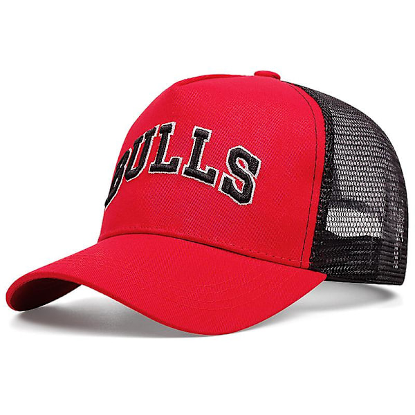 BULLS broderad basebollkeps utomhus sport evenemang keps solskärm mesh hatt trucker hatt BULLS Röd