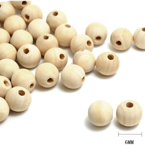 100st Runda träpärlor - Spacer Beads - Gör DIY-tillbehör 6 mm