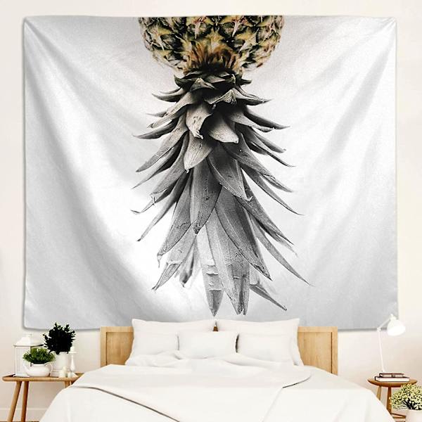 Väggdekor 150x130cm Grå Ananas Väggbonad, Psykedelisk Tropisk Väggbonad Sovrum Heminredning