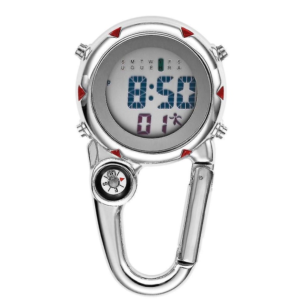 Miesten kiinnitettävä digitaalinen watch , jossa on kompassi, kannettava portti vuorikiipeilyhihna, kompassi (tummanpunainen)