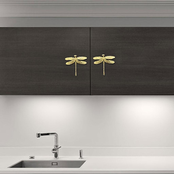 3xdragonfly Messing Møbelhåndtak Knotter Maskinvare For Garderobe Møbler