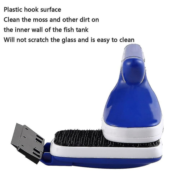 Algeskrapere Akvarium Glassrenser Magnetisk børsteblå rengjøringsverktøy Fisketankbørsterengjøringsbørsteskraper（liten）