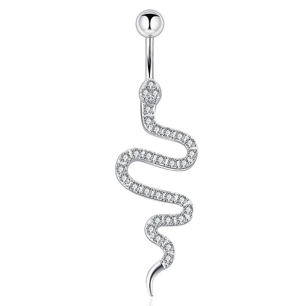 Stål Navel Ring Orm Form Diamant Inlagd Navel Ring