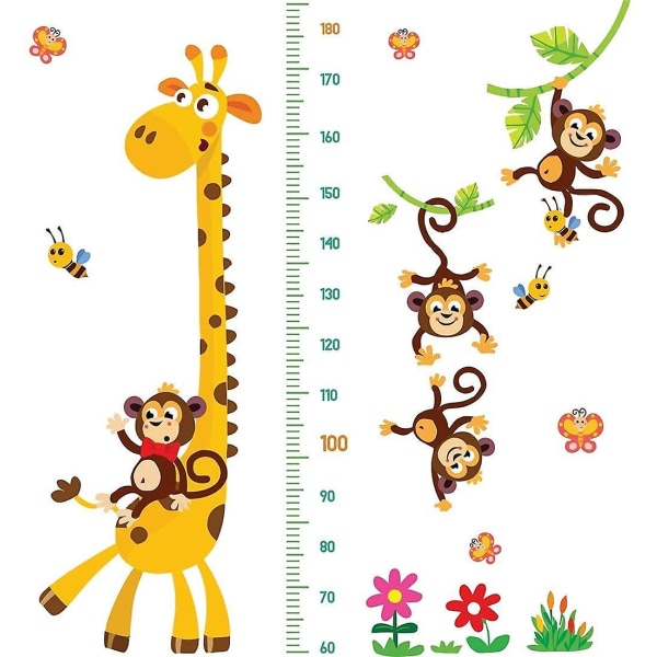 Wabjtam Giraffe Og Monkey Høyde Veggkort For Barn | Peel And Stick Baby Room Veggklistremerke For Baby Soverom, Småbarn Lekerom