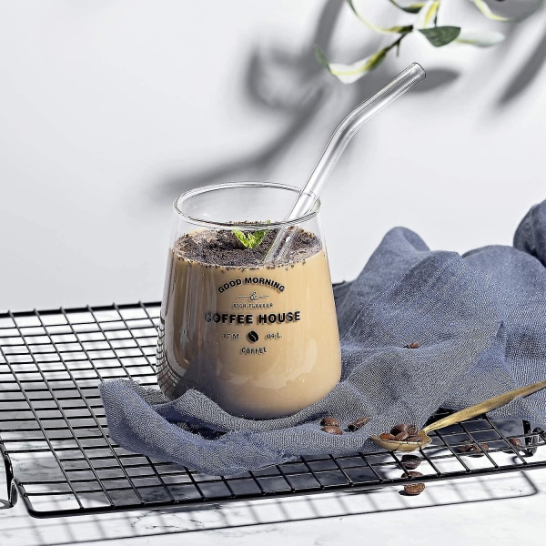 Korkeaborosilikaattiset lasipillit Ympäristöystävällinen uudelleenkäytettävä juomapilli smoothieille Cocktaile Baaritarvikkeet Pillit harjalla A (4 kpl silikonikärjet)
