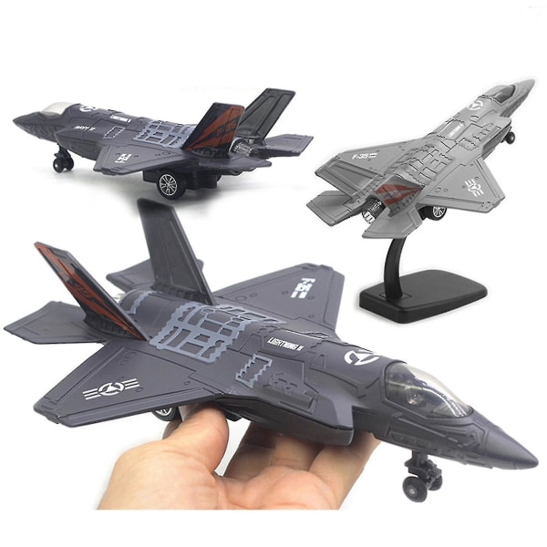 22 cm American F35 Alloy Fighter Simulation Aircraft Model Legetøjsbil（sort）