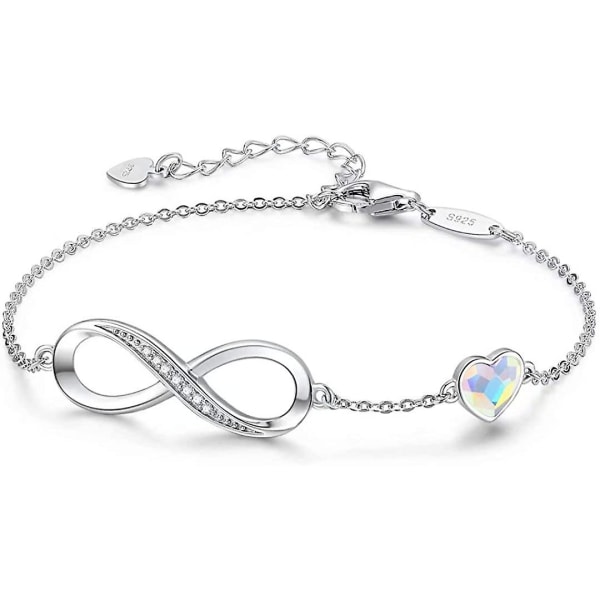 WABJTAM 925 Sterling sølv Infinity-armbånd for kvinner, justerbart kjærlighetsarmbånd for kvinner, smykker for kvinner Damegaver Bursdag Morsdag Mammagave I