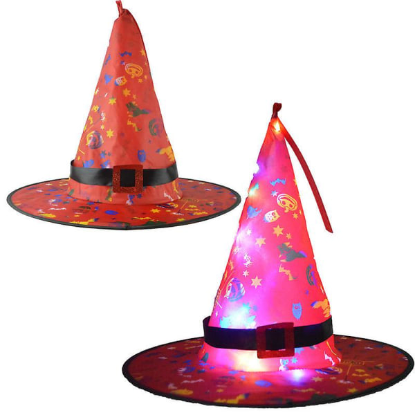 Halloween-koristeet Hattu Halloween-hattu Riippuva valaistu LED-hattu Hehkuva noitahattu Valot ulkopihapuuhun Monivärinen valinnainen (punainen)