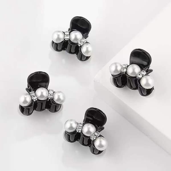 3 par mini perlehårklemmer - små sorte hårklemmer i plast 2cm*1.8cm