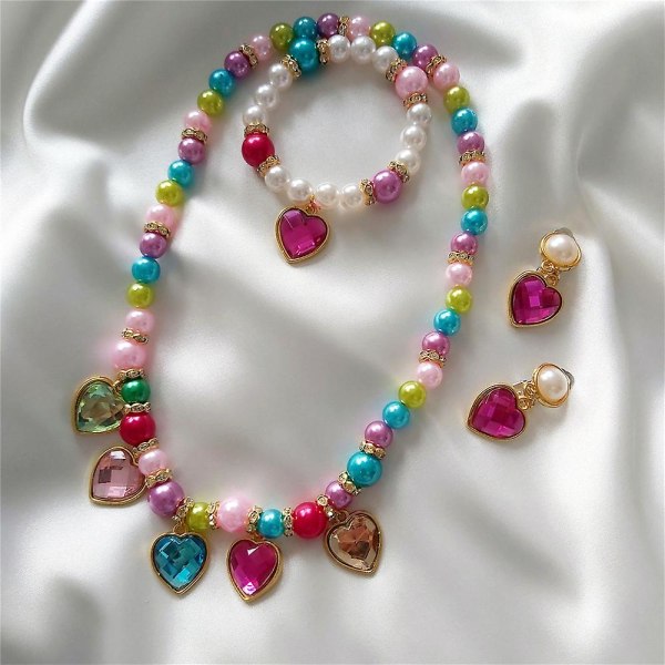 3st Princess Jewelry Dress Up smycken med halsband armband örhängen